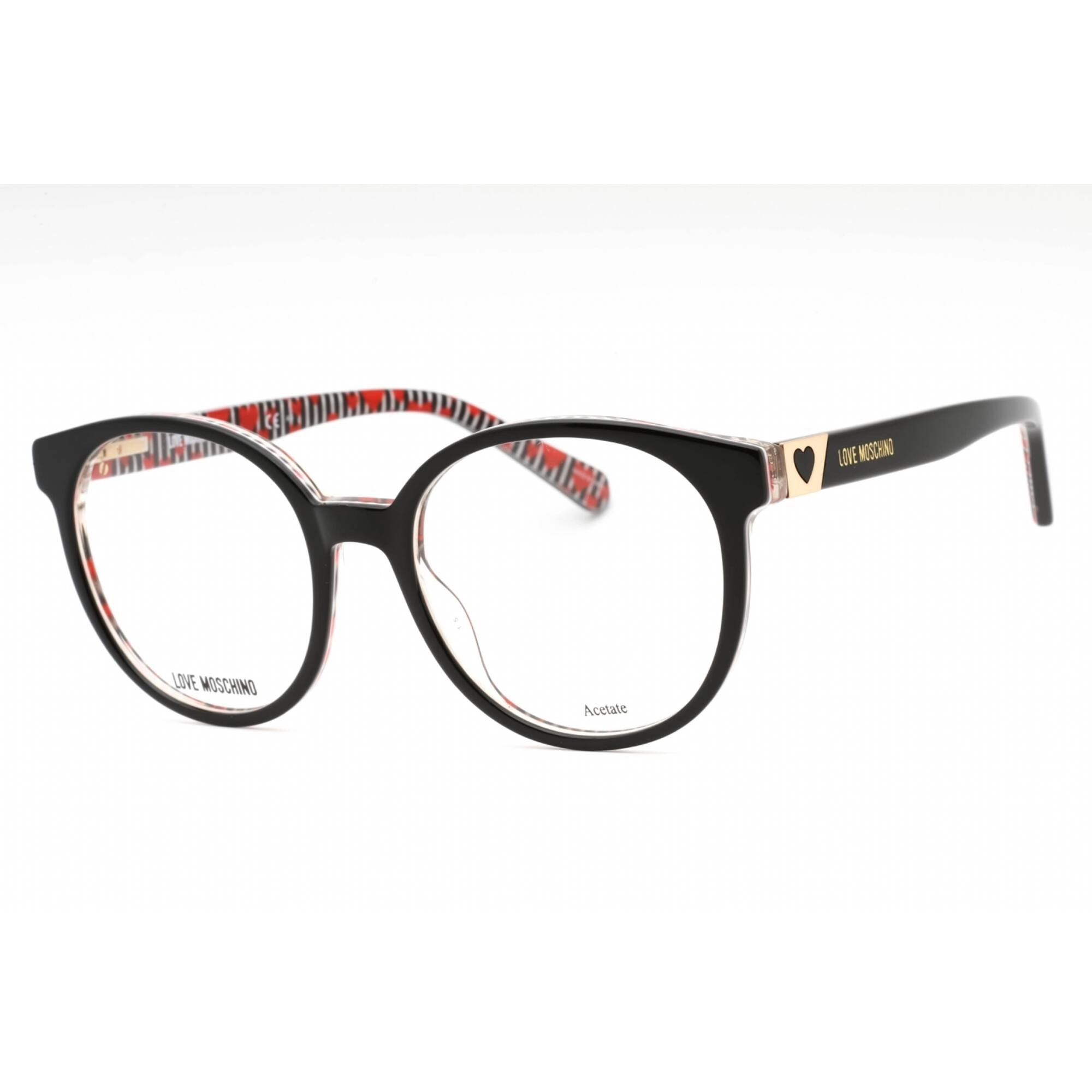 Moschino Love Women's Eyeglasses - Black Plastic Round Full Rim Frame | MOL584 0807 00