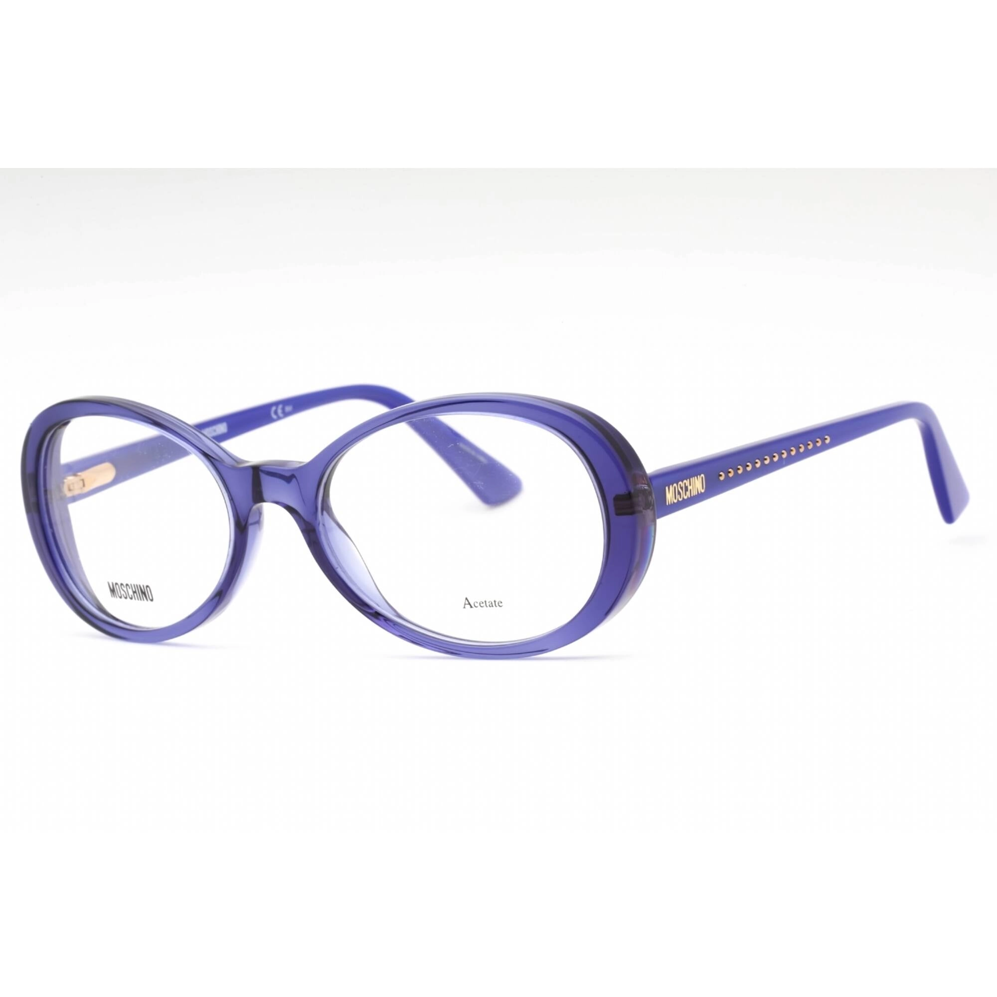 Moschino Women's Eyeglasses - Blue Oval Full Rim Frame Clear Demo Lens | MOS594 PJP