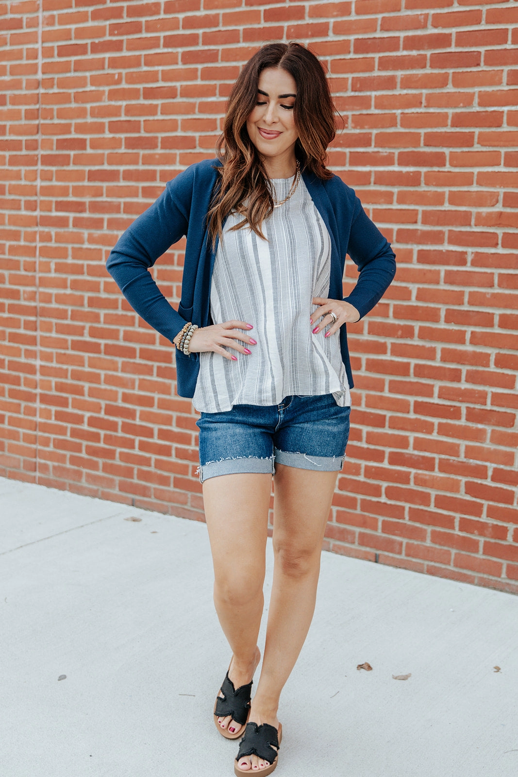 Muted Stripes Cinched Trim Tank