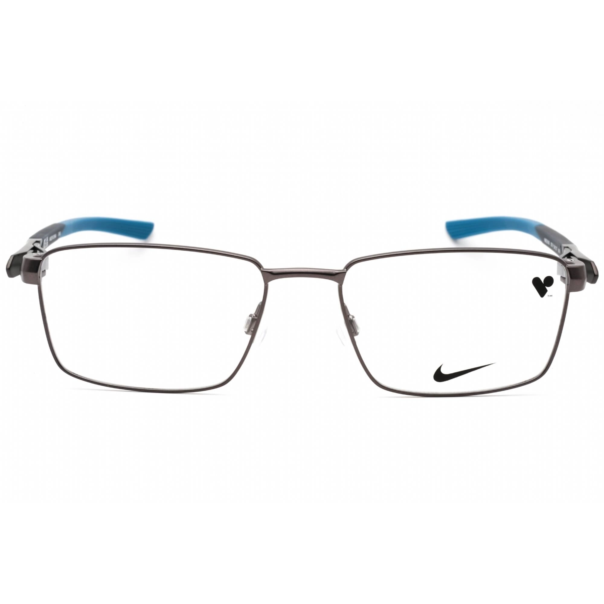 Nike Men's Eyeglasses - Satin Gunmetal Metal Rectangular Full Rim Frame | 8140 070