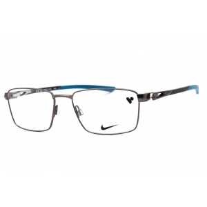 Nike Men's Eyeglasses - Satin Gunmetal Metal Rectangular Full Rim Frame | 8140 070
