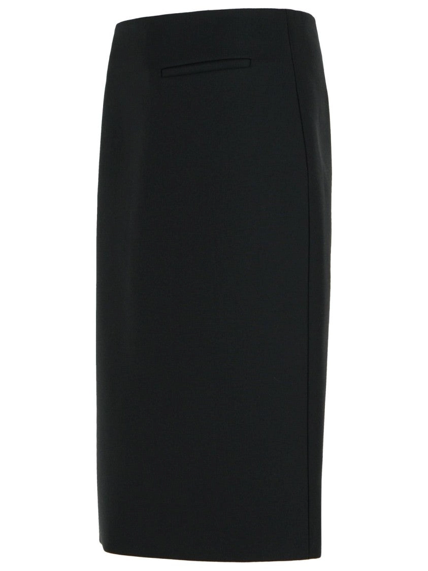 'Pencil' Black Wool Blend Skirt