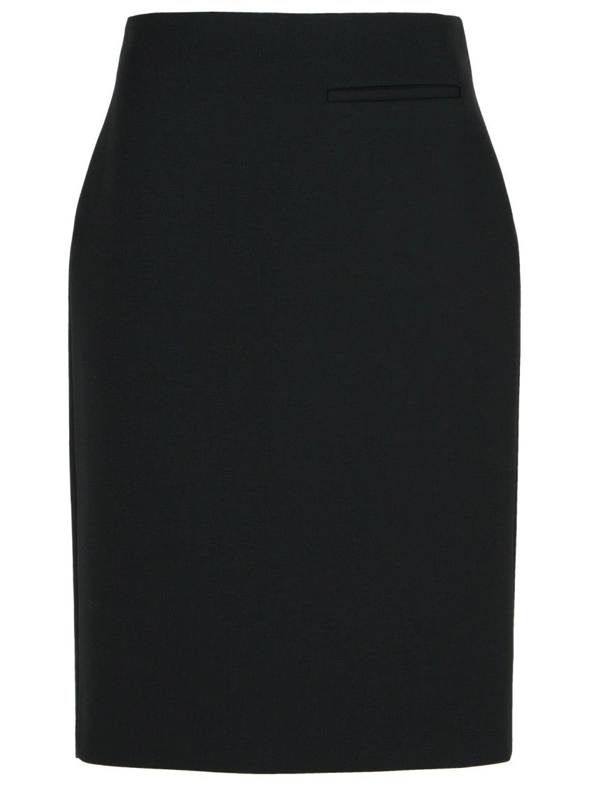 'Pencil' Black Wool Blend Skirt