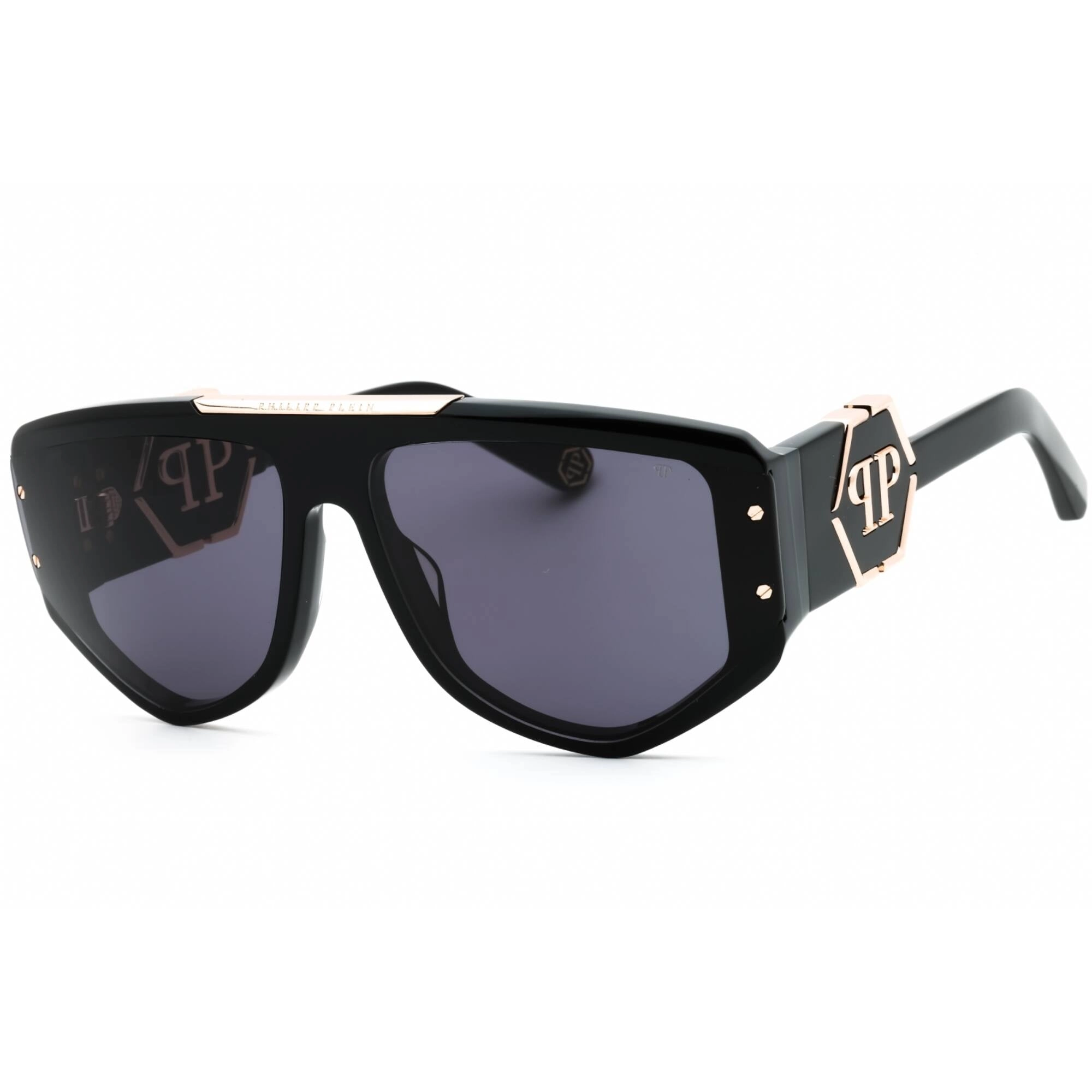 Philipp Plein Men's Sunglasses - Shiny Black Plastic Navigator Frame | SPP093M 0700