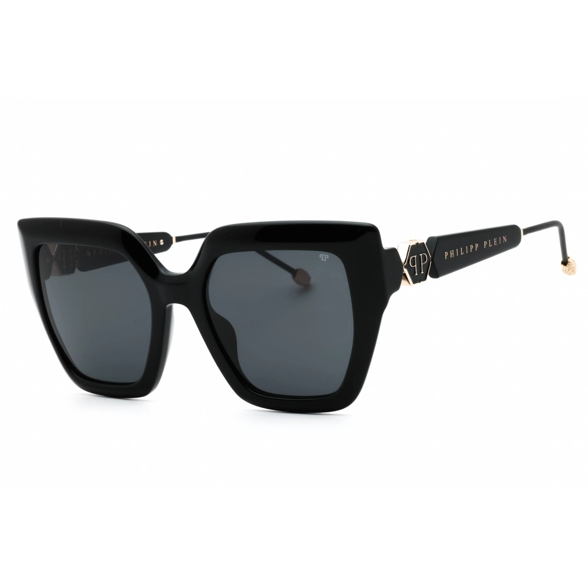 Philipp Plein Women's Sunglasses - Shiny Black Plastic Cat Eye Frame | SPP064S 0700