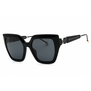 Philipp Plein Women's Sunglasses - Shiny Black Plastic Cat Eye Frame | SPP064S 0700