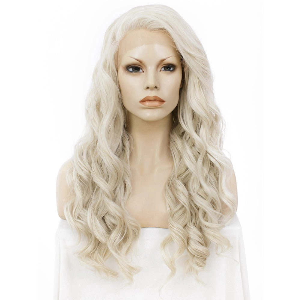 Platinum - Ash Blonde Long Loose Curl Synthetic Lace Front Wigs Cosplay Wig