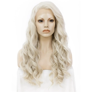 Platinum - Ash Blonde Long Loose Curl Synthetic Lace Front Wigs Cosplay Wig