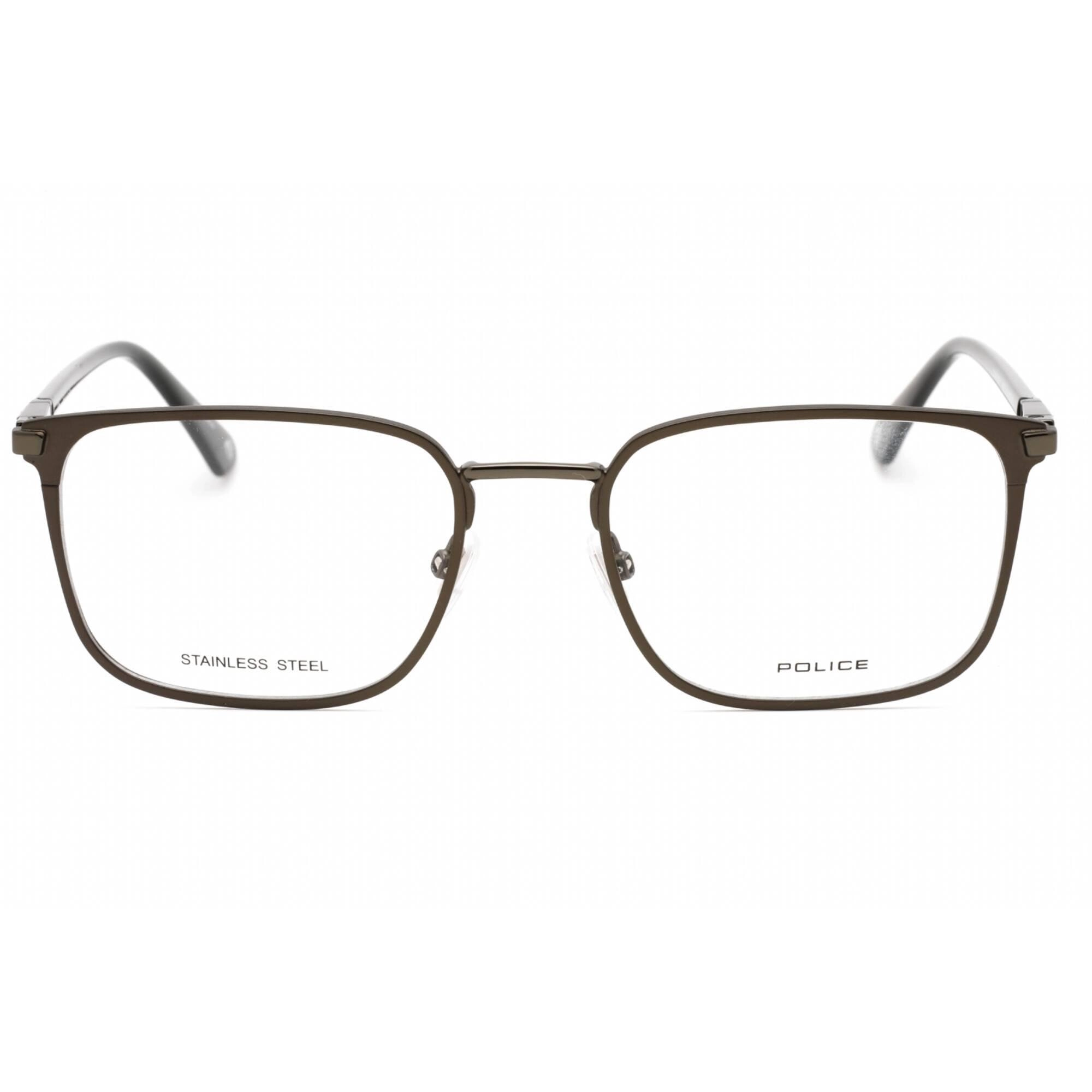 Police Men's Eyeglasses - Shiny Black Metal Rectangular Shape Frame | VPLE96N 08GF