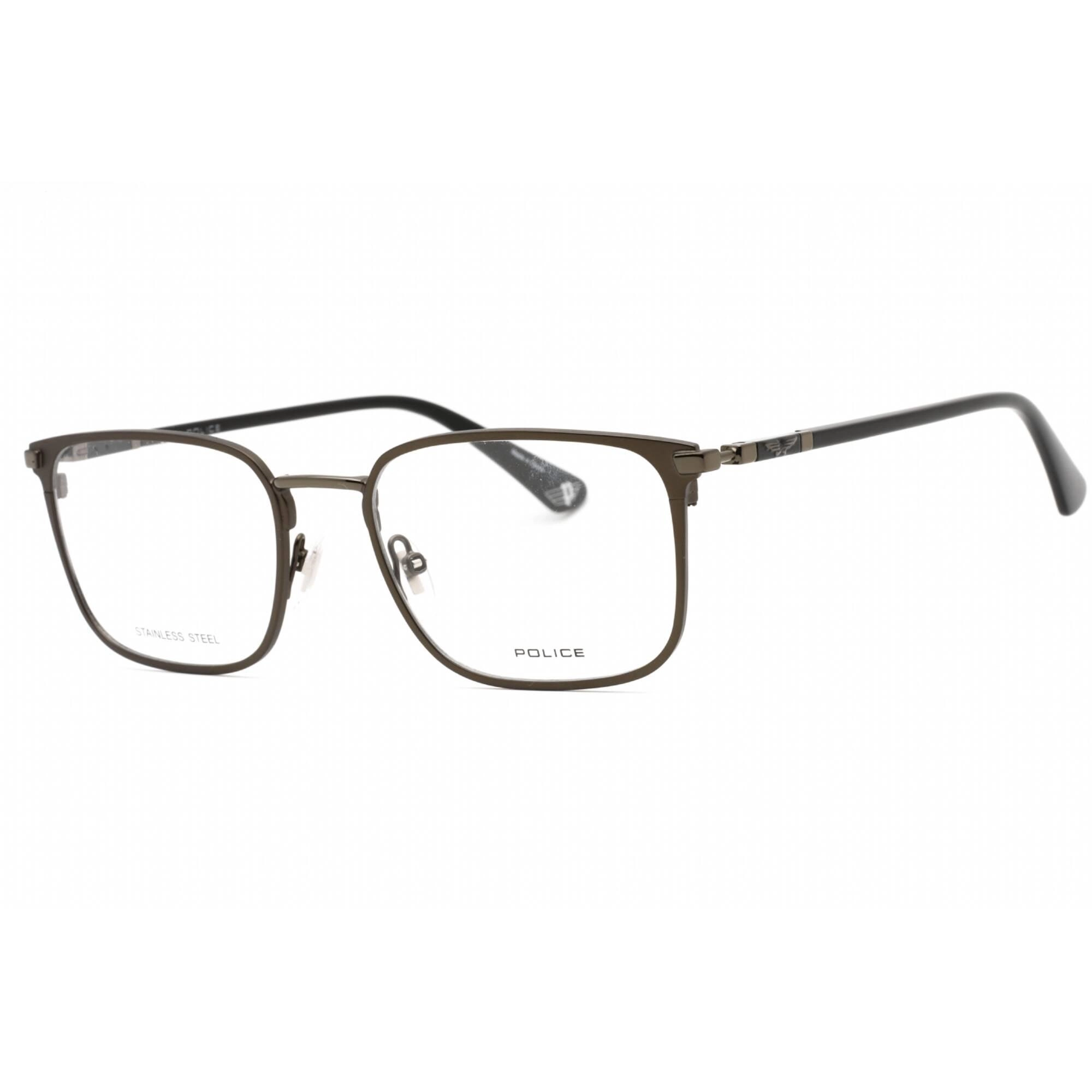 Police Men's Eyeglasses - Shiny Black Metal Rectangular Shape Frame | VPLE96N 08GF