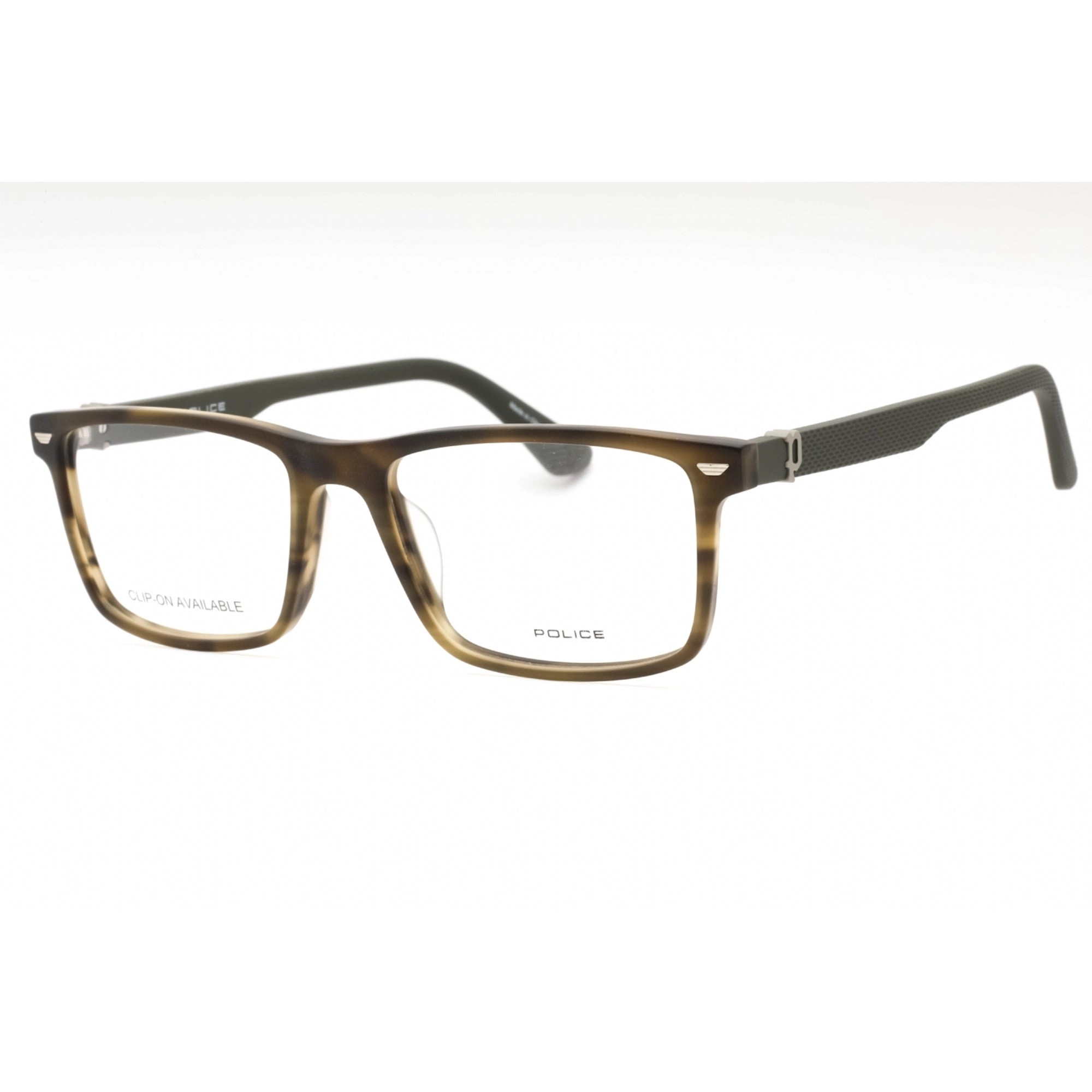 Police Men's Eyeglasses - Tortoise Plastic Rectangular Full Rim Frame | VPLF74 N98M