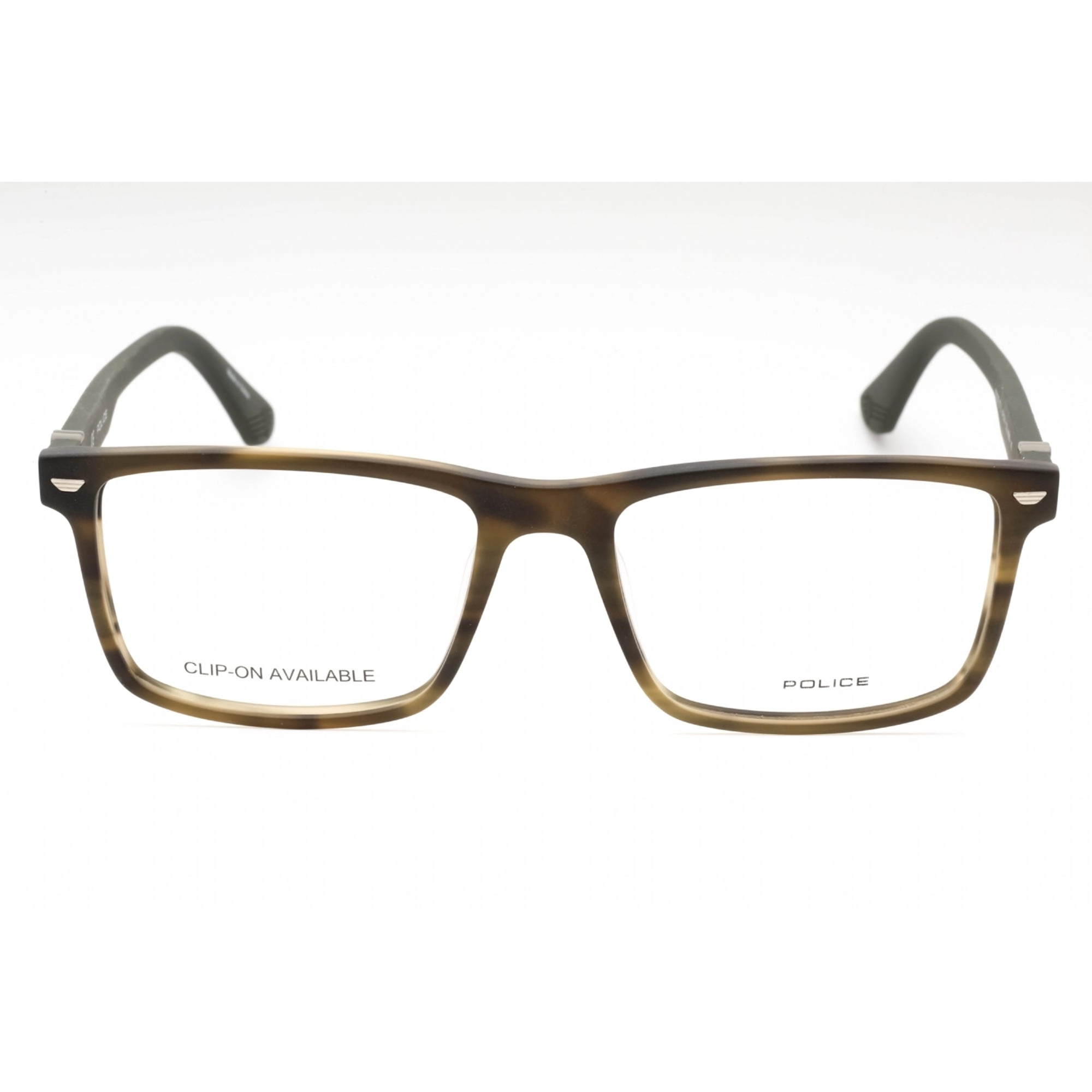 Police Men's Eyeglasses - Tortoise Plastic Rectangular Full Rim Frame | VPLF74 N98M