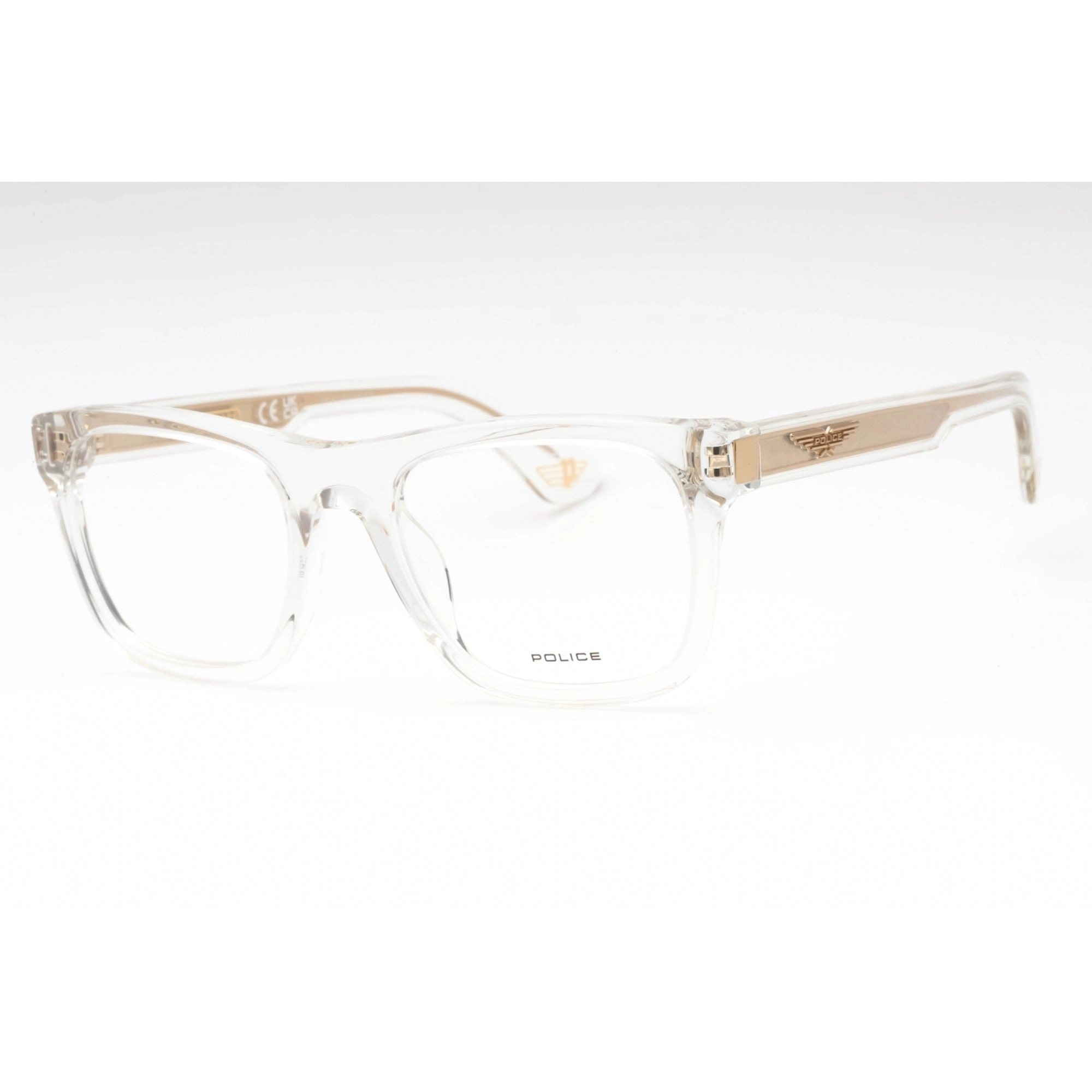 Police Men's Eyeglasses - Transparent Plastic Square Full Rim Frame | VPLE37N 0880