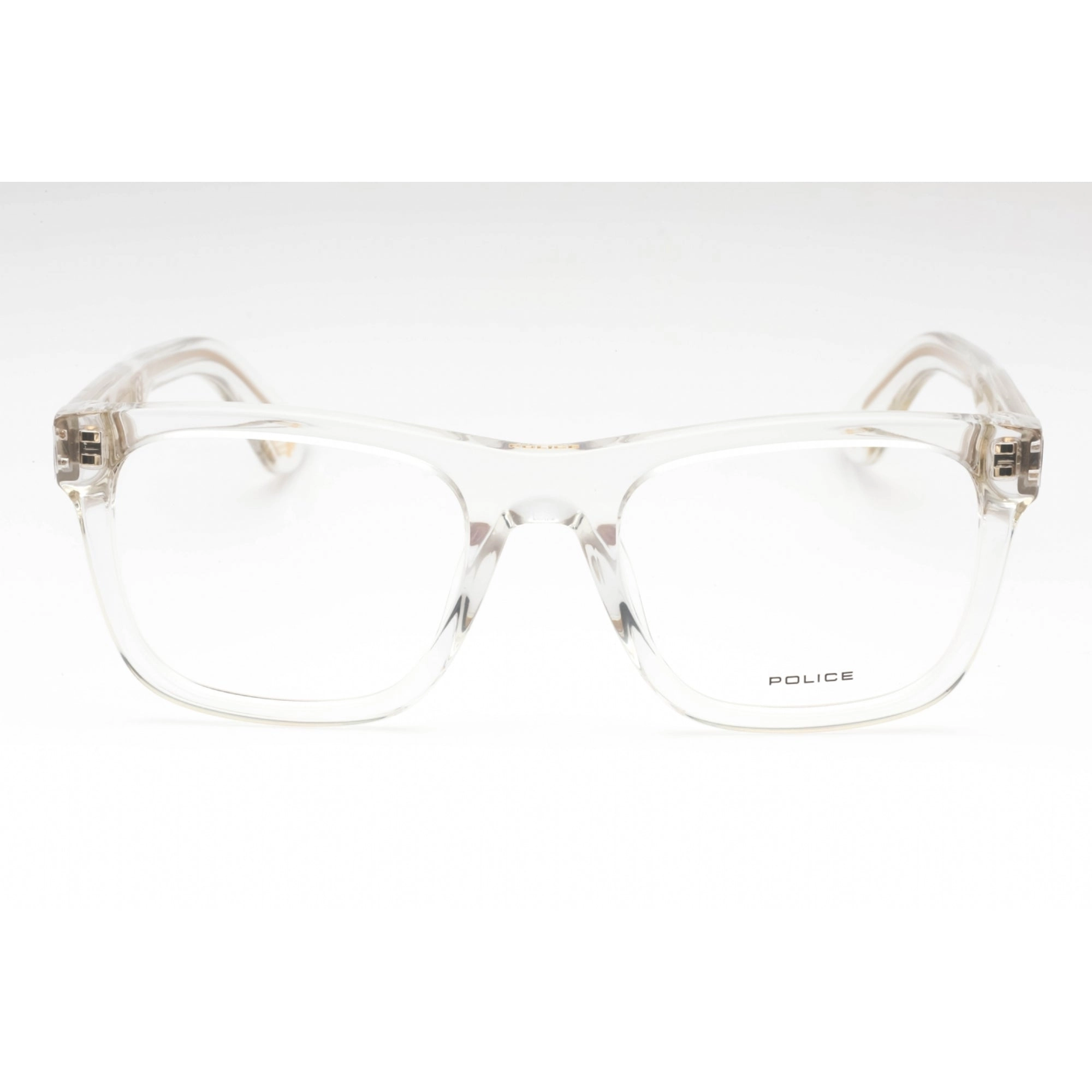 Police Men's Eyeglasses - Transparent Plastic Square Full Rim Frame | VPLE37N 0880