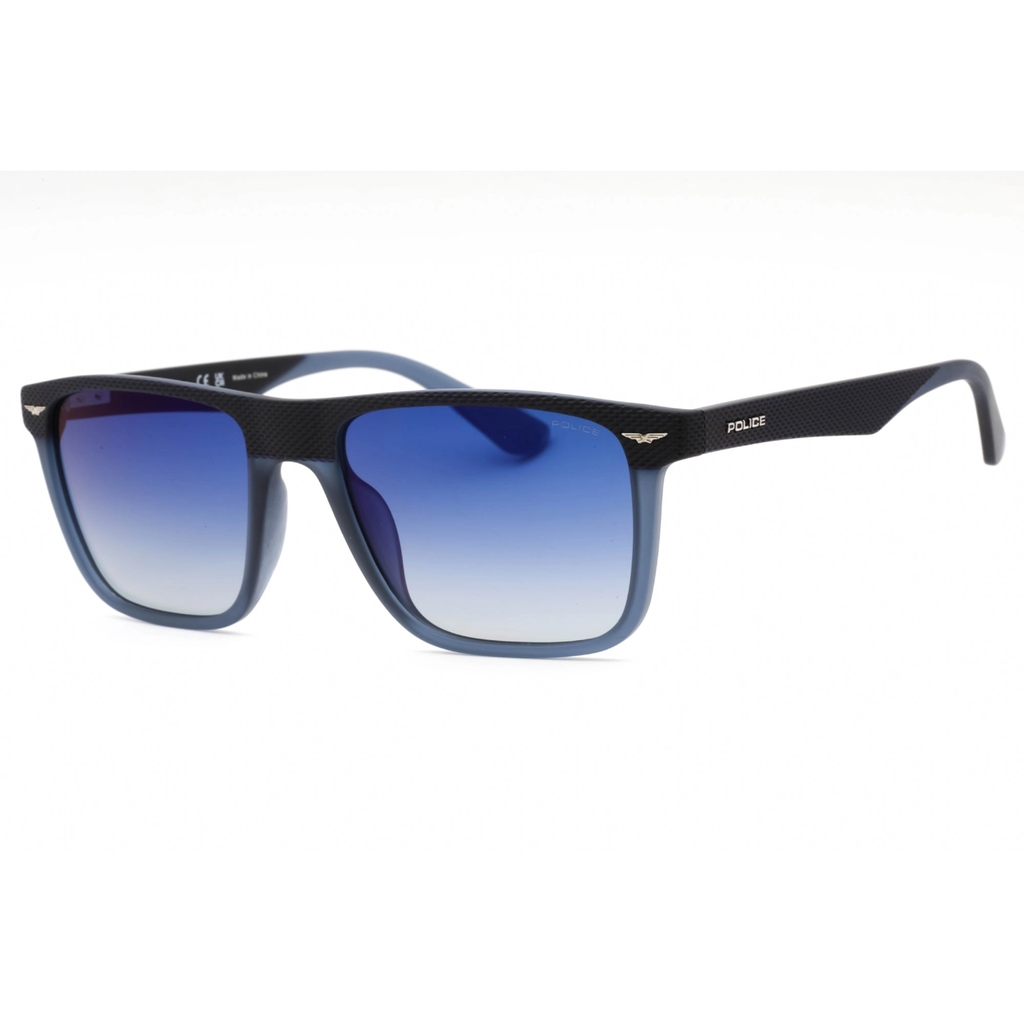 Police Men's Sunglasses - Blue Plastic Rectangular Shape Full Rim Frame | SPLE02 R22P