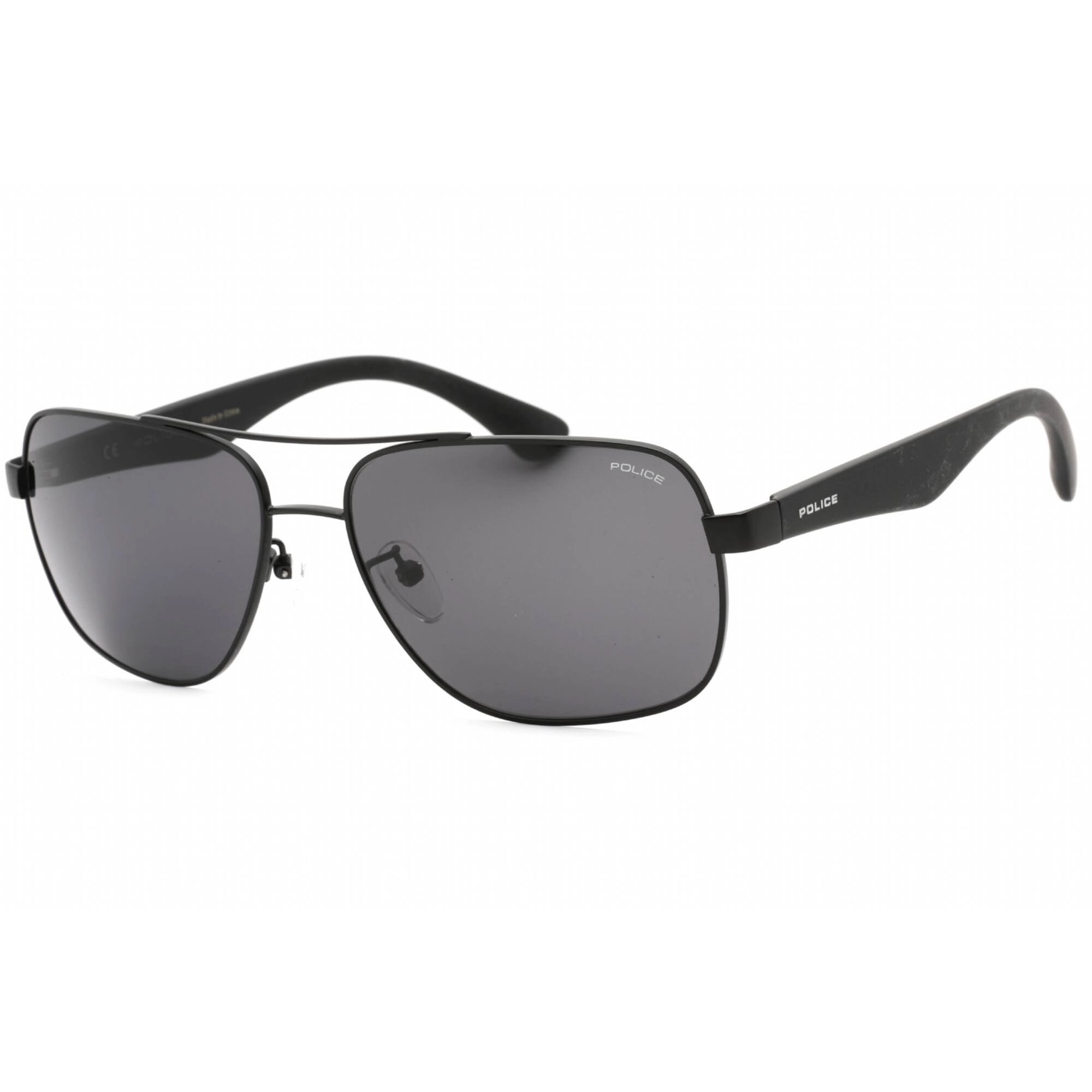 Police Men's Sunglasses - Semi Matte Black Metal Aviator Shape Frame | SPL655 0531