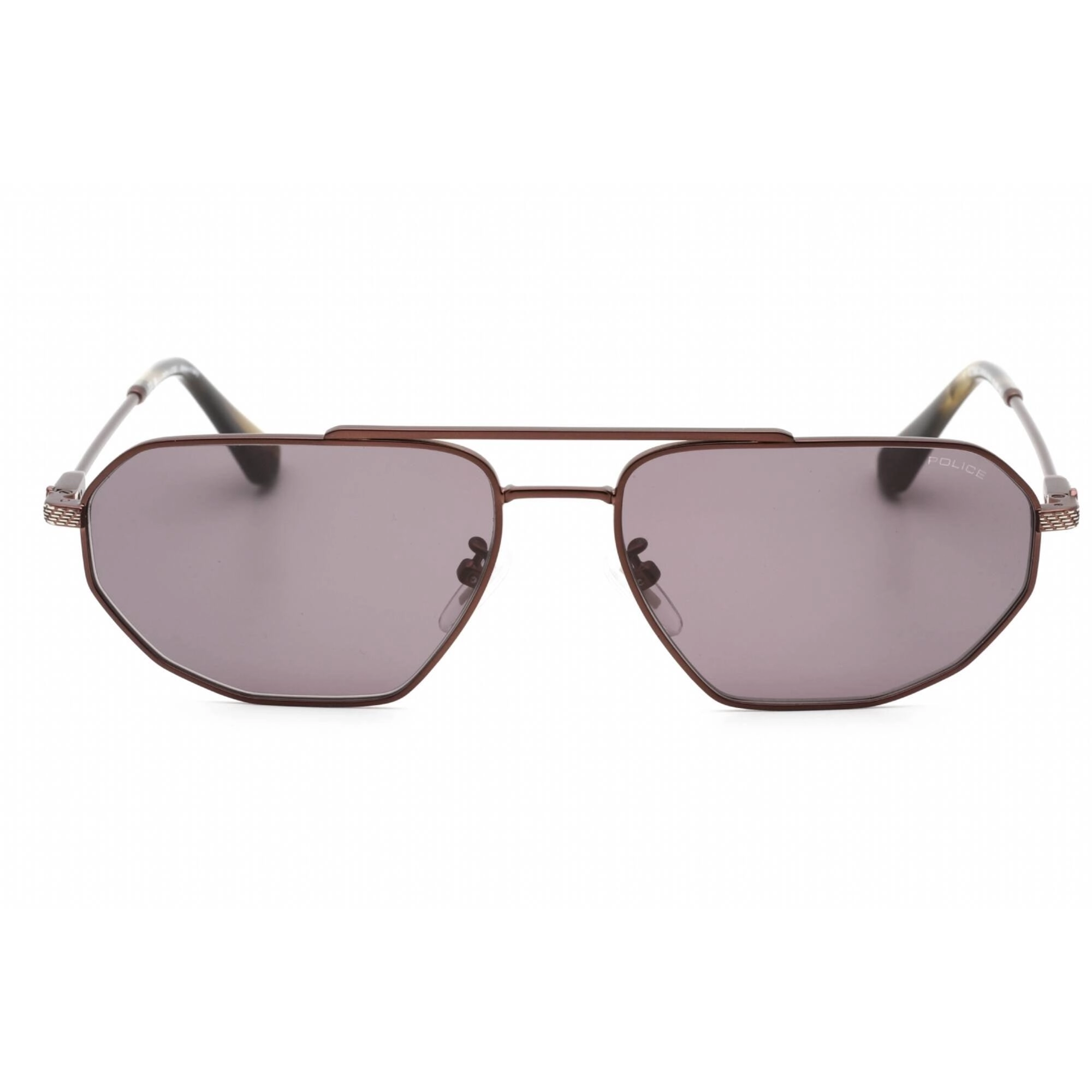 Police Men's Sunglasses - Semi Matte Brown Stainless Steel Aviator | SPLF66M 08FK