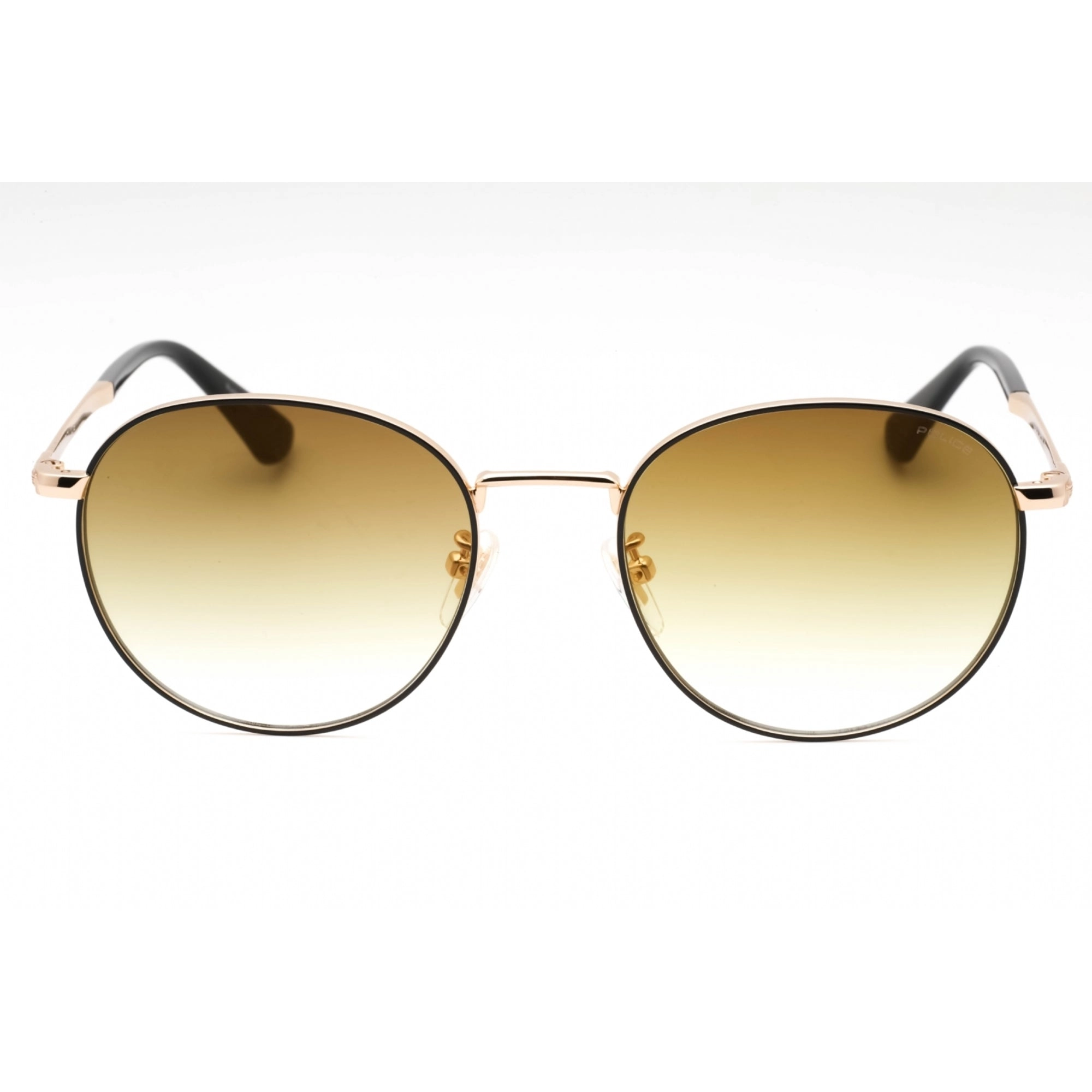 Police Men's Sunglasses - Shiny Rose Gold W/Black Metal Oval Shape Frame| SPLD94 301G