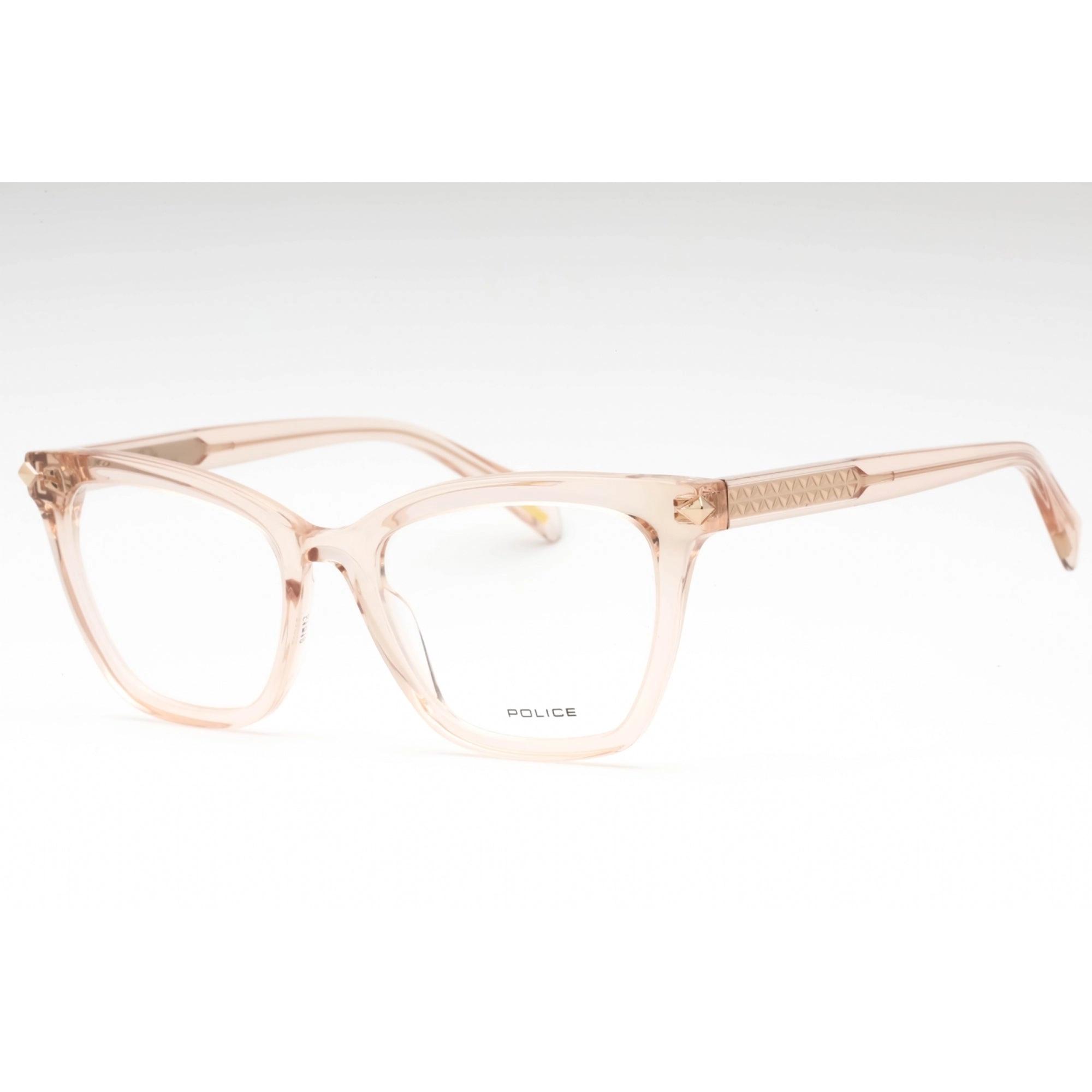 Police Women's Eyeglasses - Pink Clear Plastic Cat Eye Full Rim Frame | VPLF29 09TU