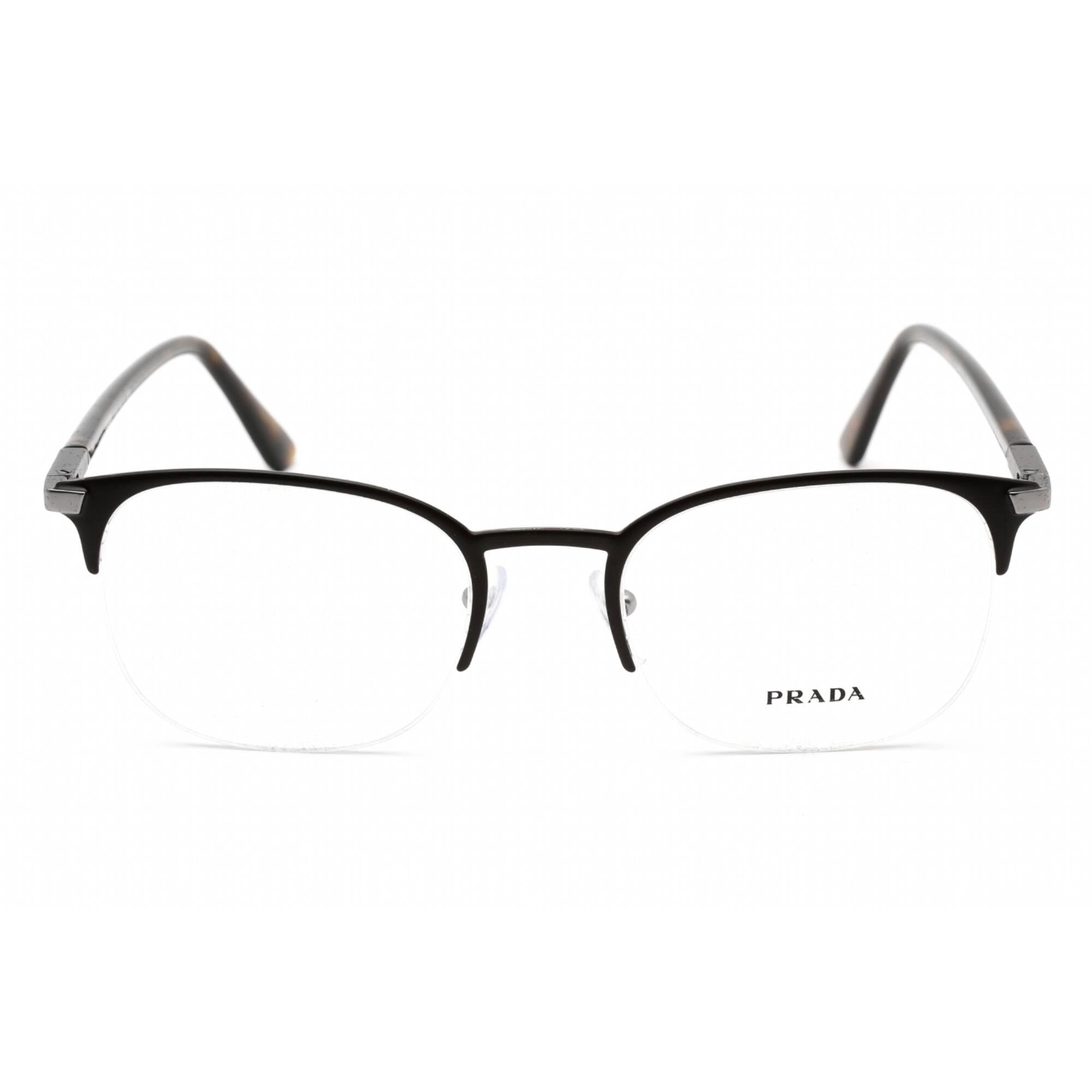 Prada Men's Eyeglasses - Matte Brown Metal Rectangular Shape Frame | 0PR 57YV 02Q1O1