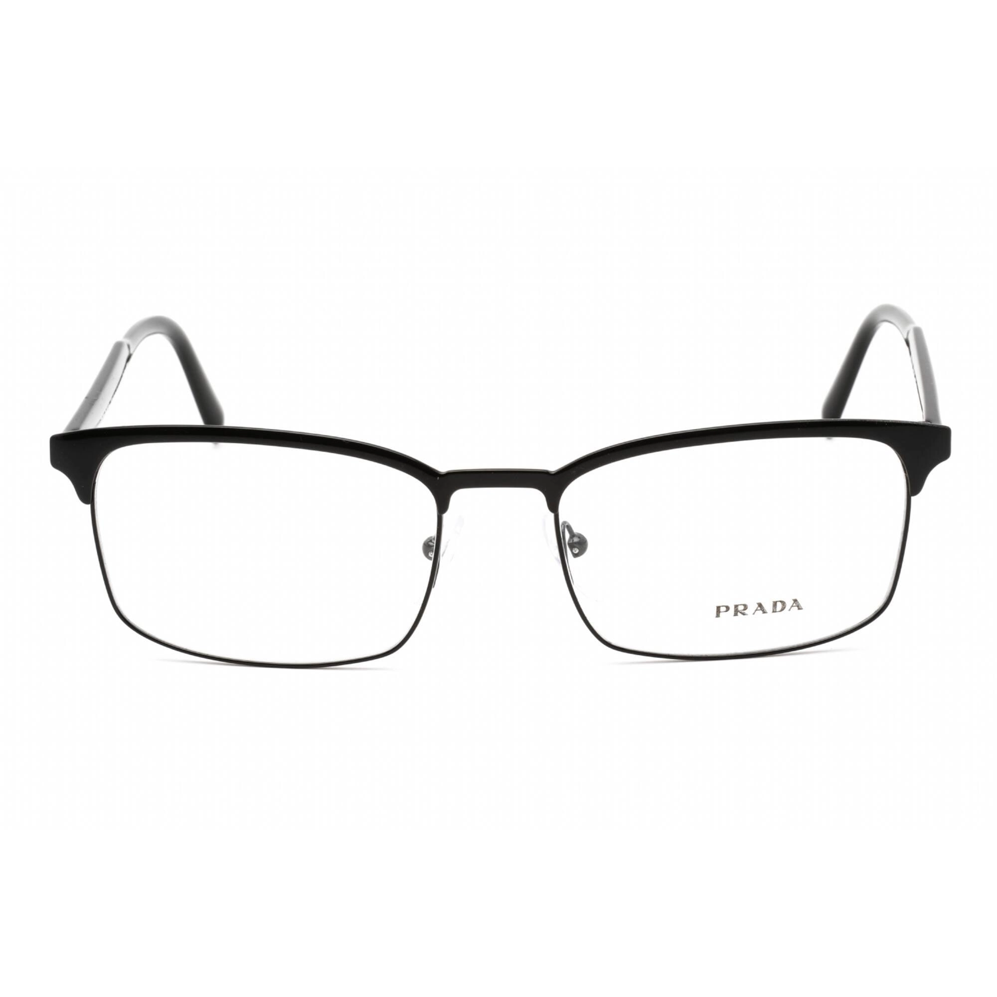 Prada Women's Eyeglasses - Clear Lens Black Metal Rectangular Frame | 0PR 54WV 1AB1O1