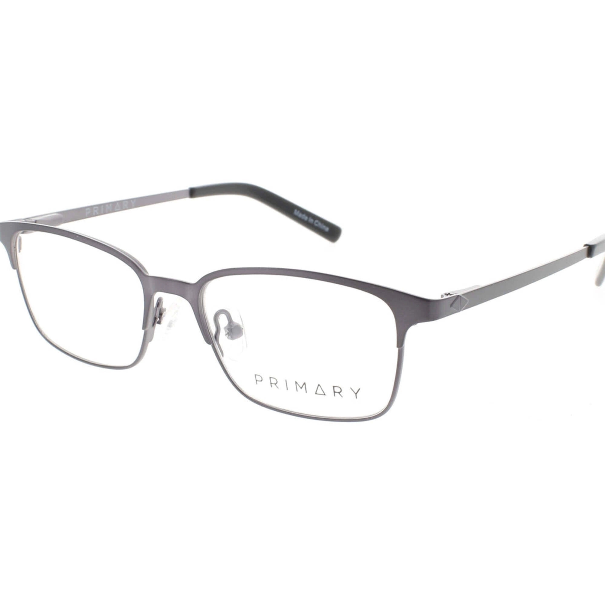 Primary Kid's Eyeglasses - Demo Lens Metal Rectangular Full Rim Frame | Pk124 Slate
