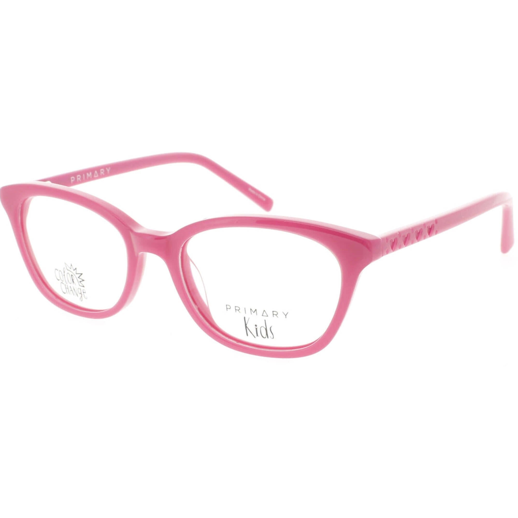 Primary Kid's Eyeglasses - Demo Lens Plastic Cat Eye Shape Full Rim Frame | PK111 Pink