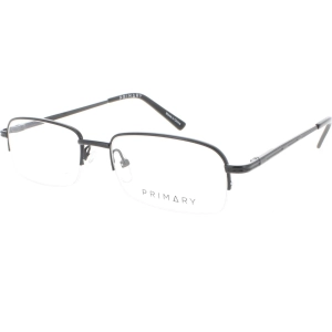 Primary Men's Eyeglasses - Demo Lens Metal Rectangular Half Rim Frame | 1086 BLACK