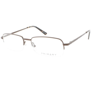 Primary Men's Eyeglasses - Demo Lens Metal Rectangular Half Rim Frame | 1086 BROWN
