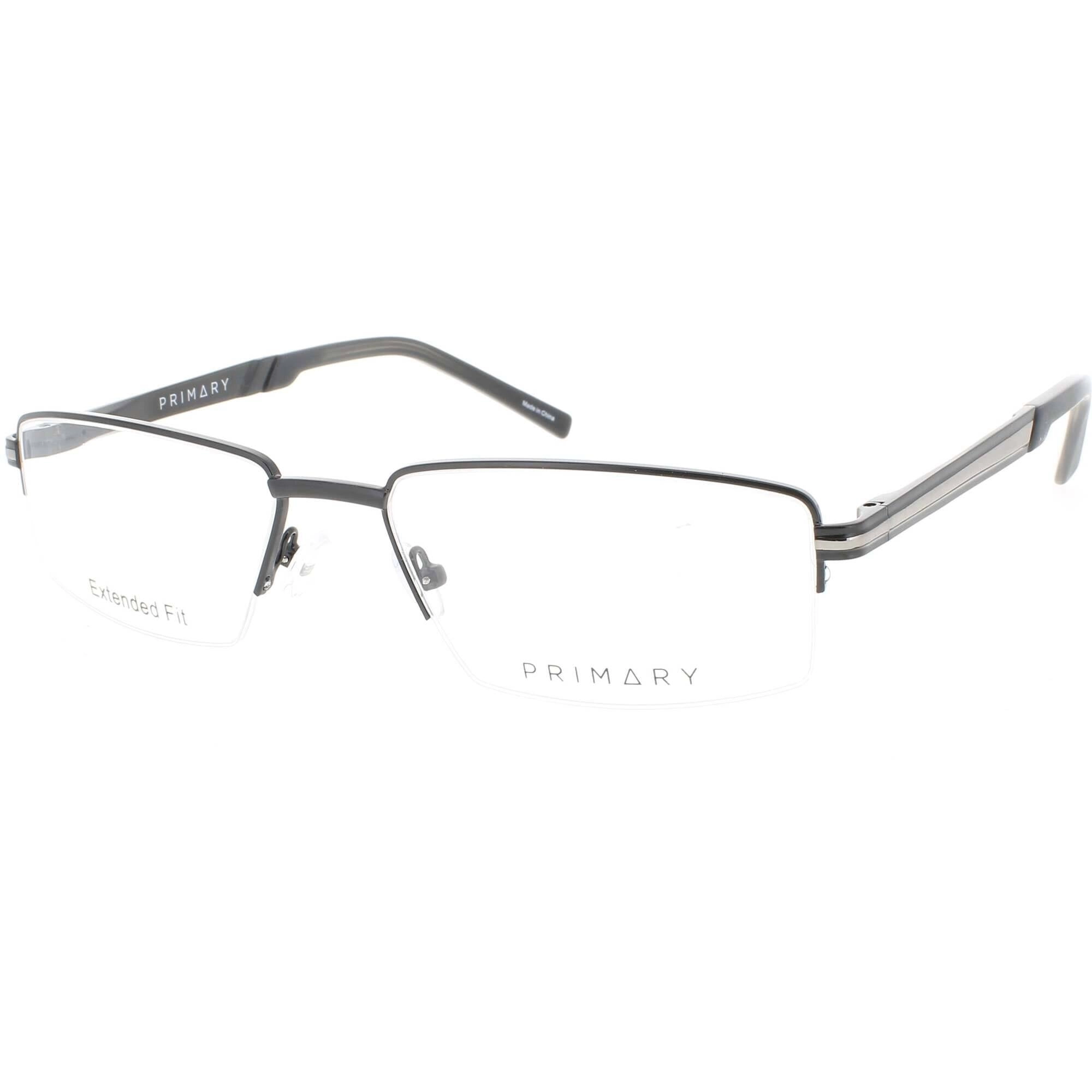 Primary Men's Eyeglasses - Demo Lens Metal Rectangular Half Rim Frame | 1137 BLACK