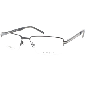 Primary Men's Eyeglasses - Demo Lens Metal Rectangular Half Rim Frame | 1137 BLACK