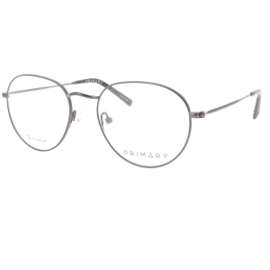 Primary Men's Eyeglasses - Demo Lens Titanium Oval Full Rim Frame | Pt111 Gunmetal