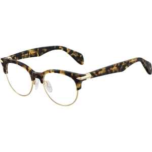 Rag and Bone Women's Eyeglasses - Havana Gold Metal Full Rim Oval Frame | RNB3009 021K