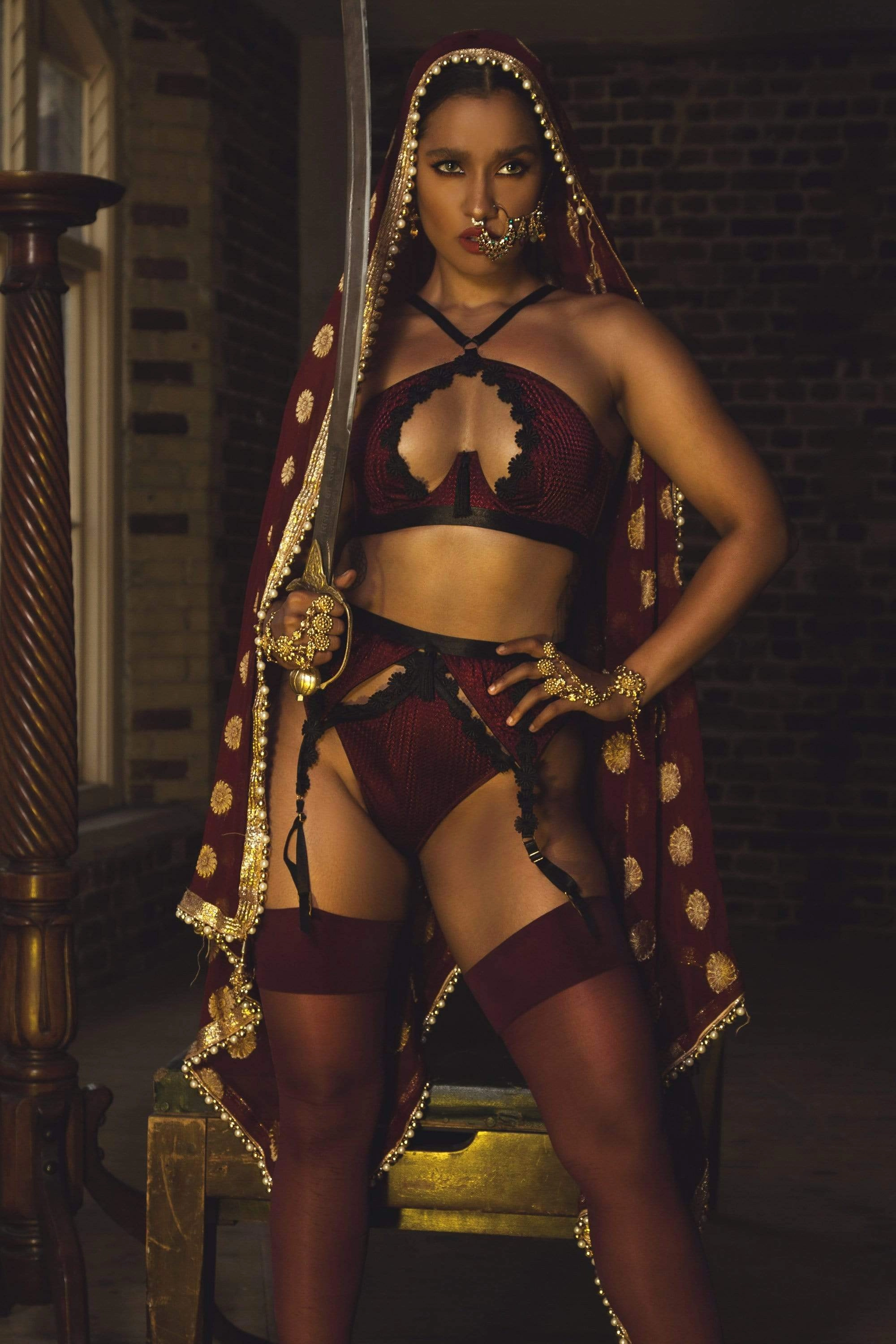 Regalia Hallie Wine & Black Lace Bra