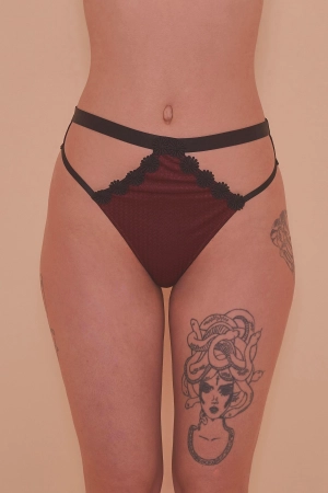 Regalia Hallie Wine & Black Lace Thong