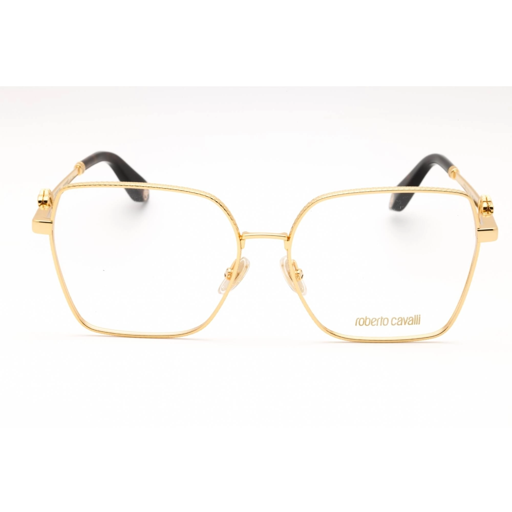 Roberto Cavalli Men's Eyeglasses - Yellow Gold Metal Square Full Rim | VRC029 0400