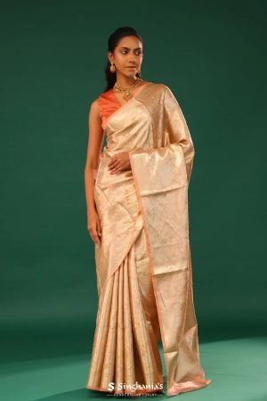 Salmon Gold Jaal Tissue Banarasi Saree