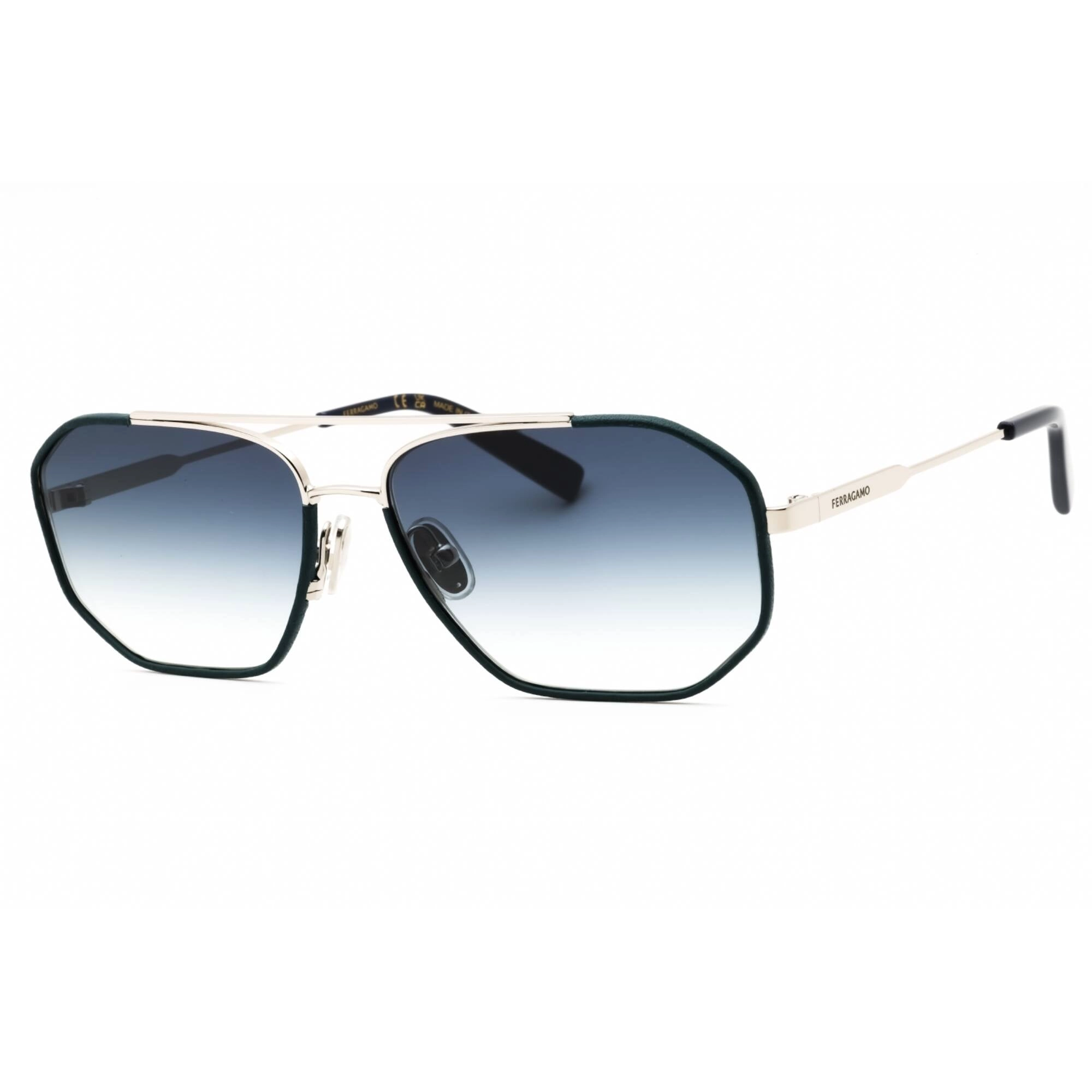 Salvatore Ferragamo Men's Sunglasses - Silver/Octane Blue Metal Frame | SF303SLN 046