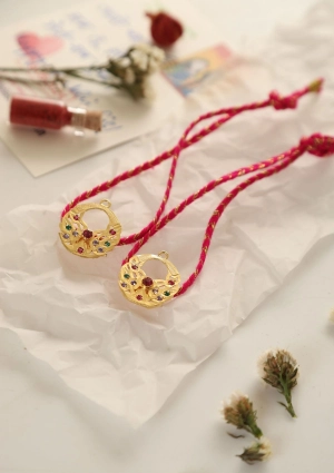 Sarovar Gold Tone Silver Rakhi - Set of 2