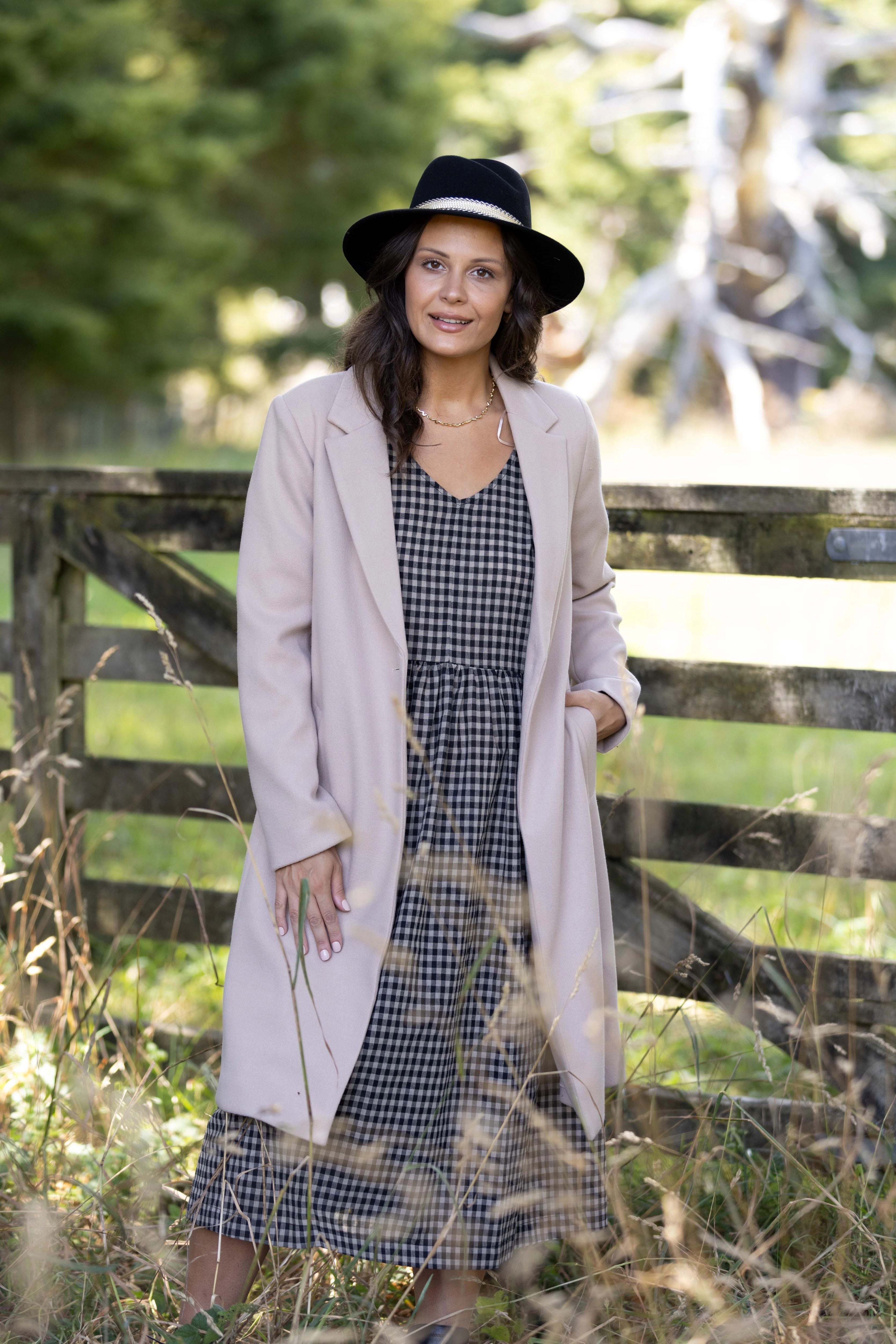 Shine On Label Sienna Midi Dress Black Check