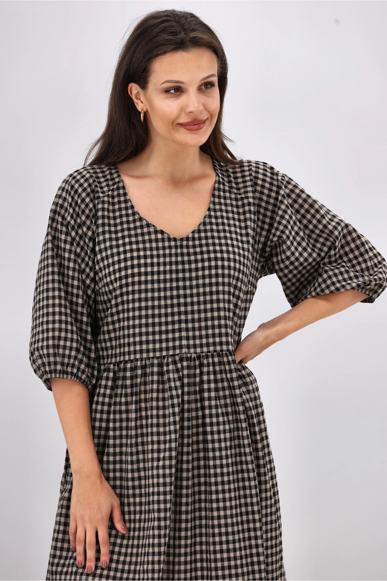 Shine On Label Sienna Midi Dress Black Check