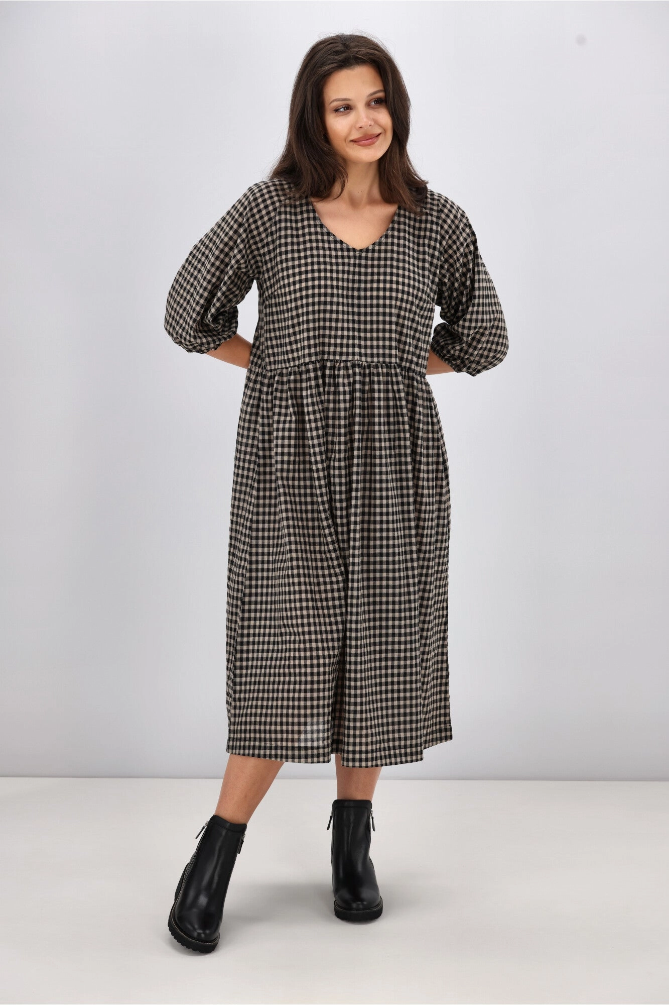 Shine On Label Sienna Midi Dress Black Check