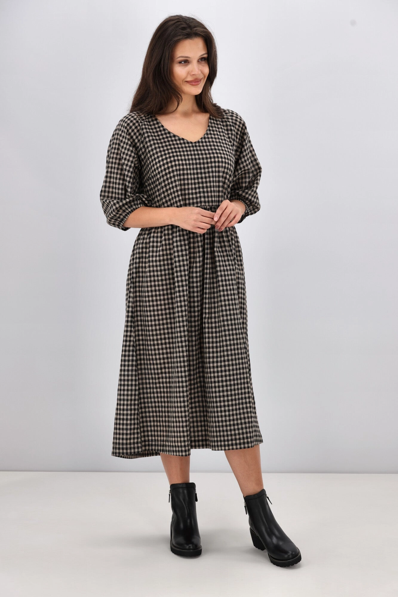 Shine On Label Sienna Midi Dress Black Check