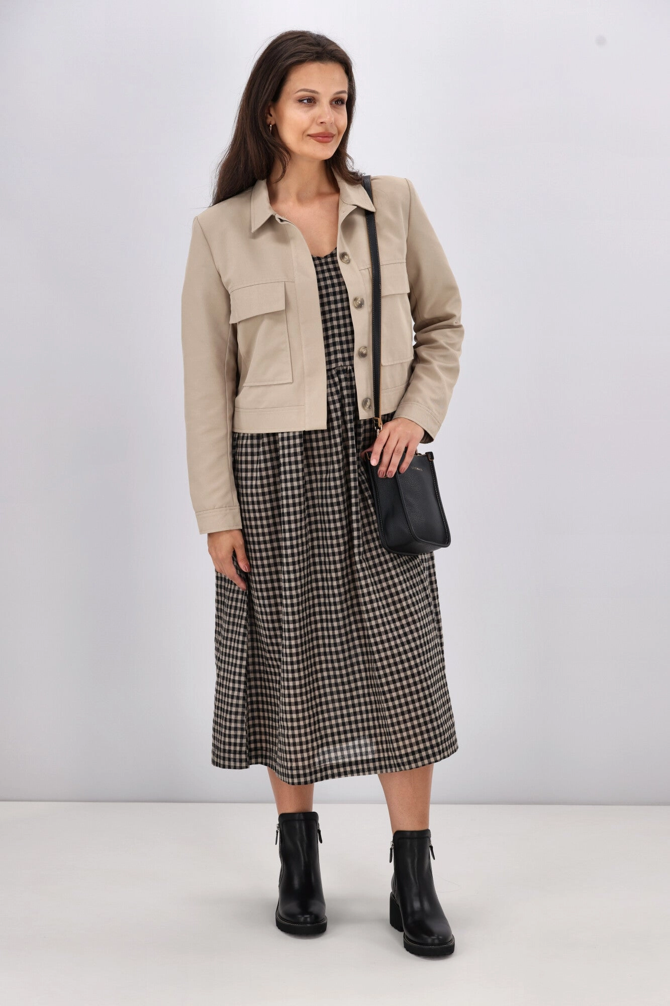 Shine On Label Sienna Midi Dress Black Check