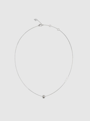 Silver Crystal Bead Necklace