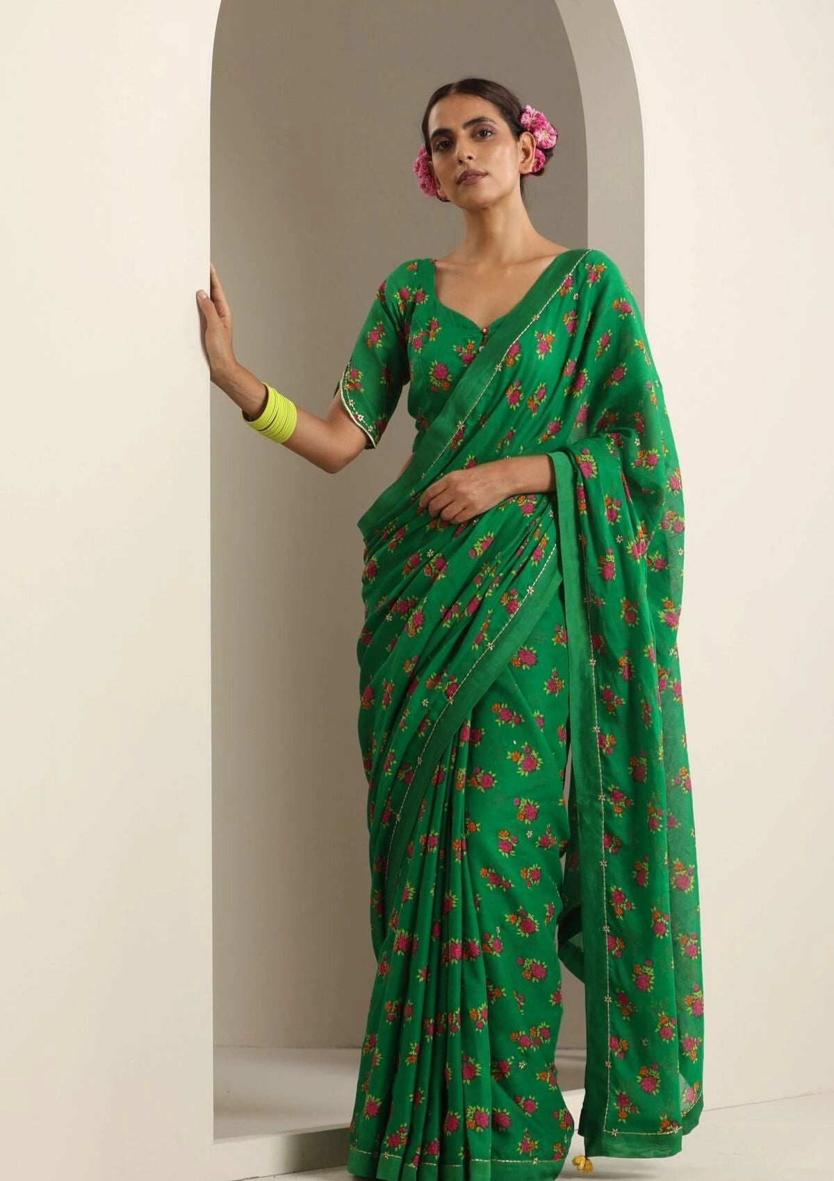 Sitapur Green Chintz Saree