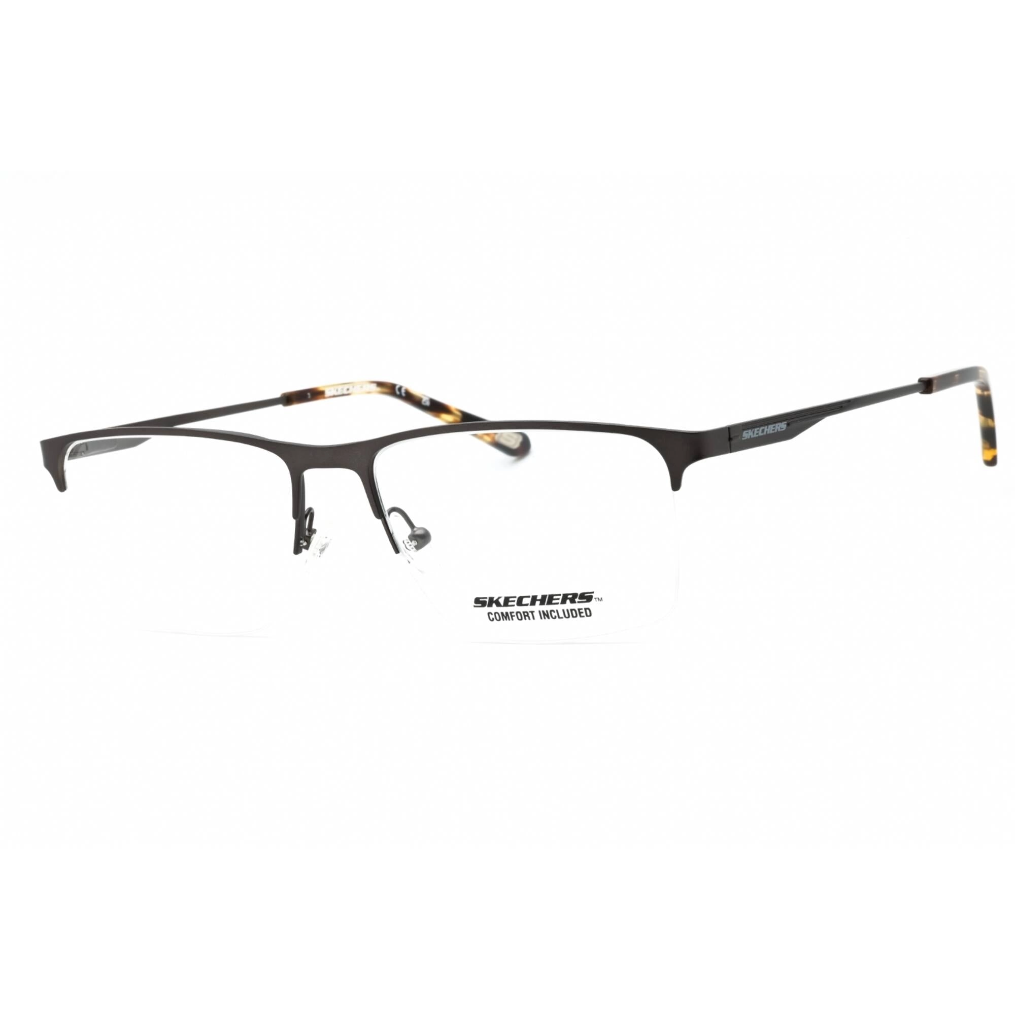 Skechers Men's Eyeglasses - Shiny Gunmetal Rectangular Half Rim Frame | SE3351 008