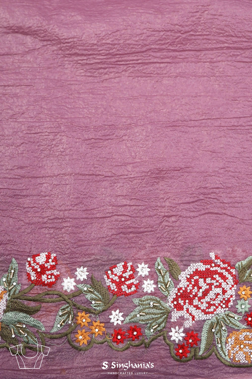 Sky Magenta Crafted Tissue Saree