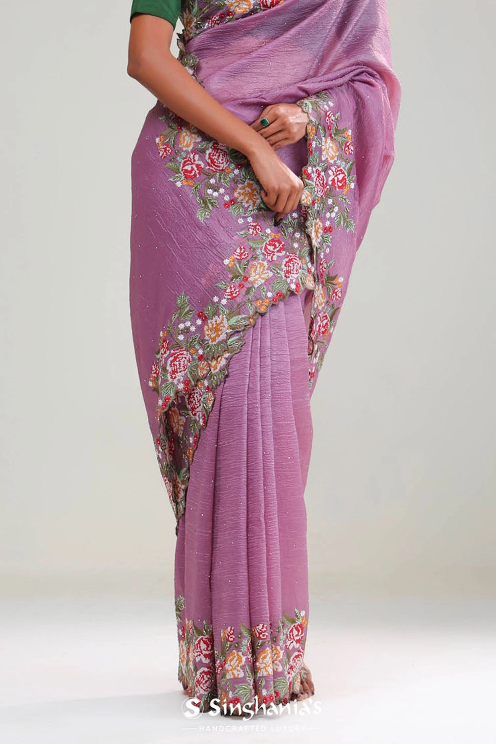 Sky Magenta Crafted Tissue Saree