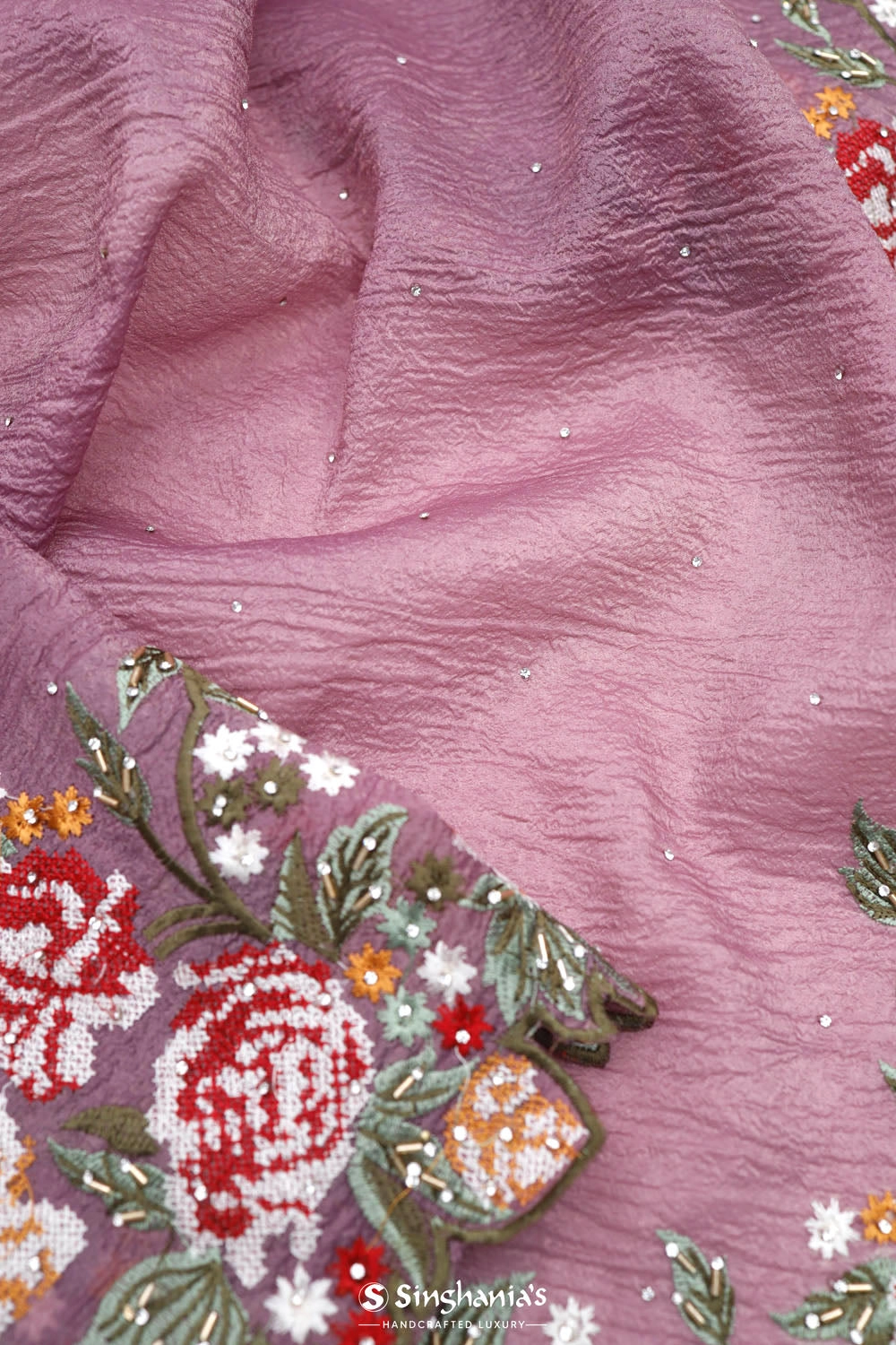 Sky Magenta Crafted Tissue Saree